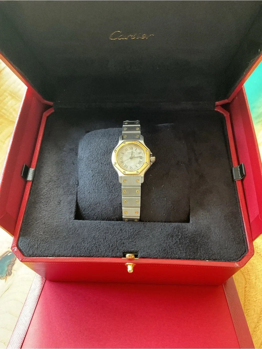 Cartier Two-Tone Silver and 18k Gold Santos Women's Watch - Picture 8 of 11
